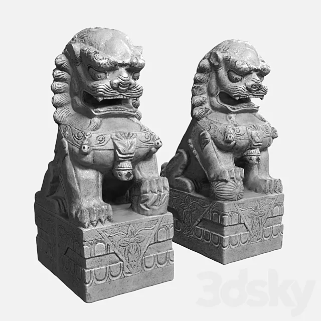 Buddhas Lions 3DS Max - thumbnail 3