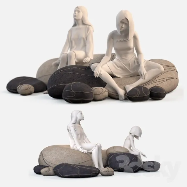Floor cushions stones №2 (Smarin Factory) 3DS Max - thumbnail 3