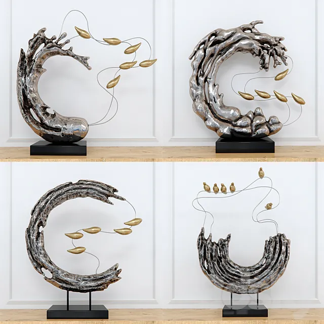 Sculpture – 3D Models – Abstract RESIN sculpture with birds