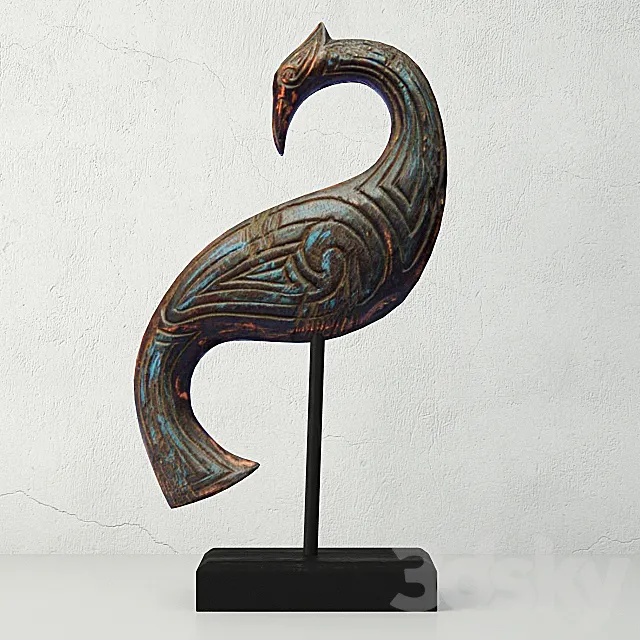 Sculpture – 3D Models – Bali Jackfruit Wood Bird On Stand