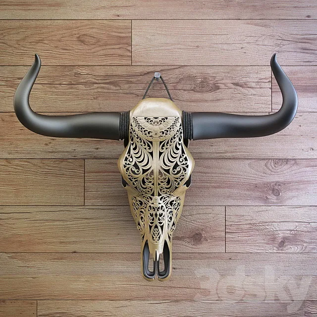 Sculpture – 3D Models – Carved Cow Skull