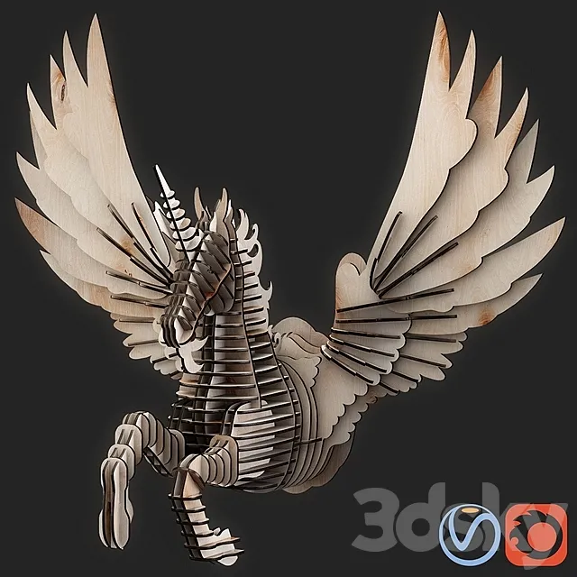 Sculpture – 3D Models – Pegasus’s head is a unicorn