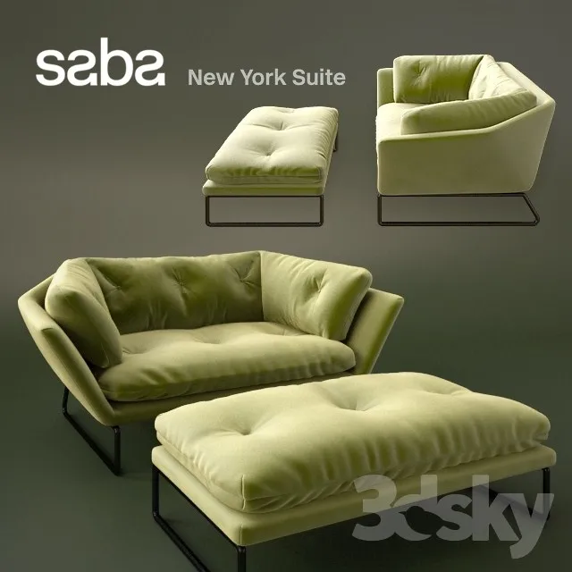 New York Suite by Saba Italia – 1 Seater & Ottoman 3DS Max - thumbnail 3