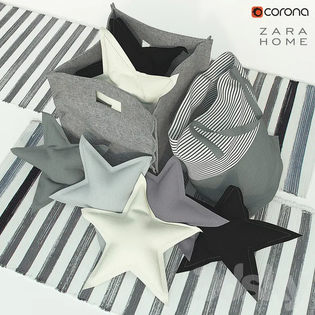 Pillows – 3D Models Download – Decorative set in Scandinavian style