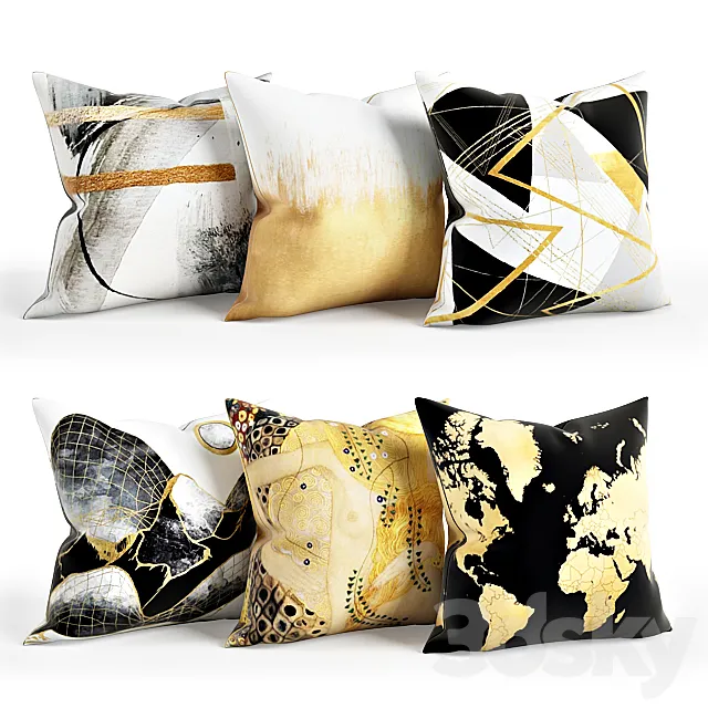 Pillows – 3D Models Download – Gold Pillow Set 003