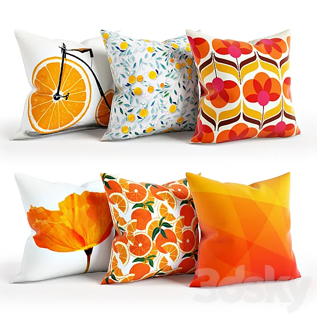 Pillows – 3D Models Download – Orange Pillow Set 001 3D models