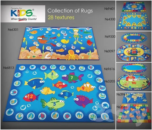 Collection rugs Carpets for Kids 3DS Max - thumbnail 3
