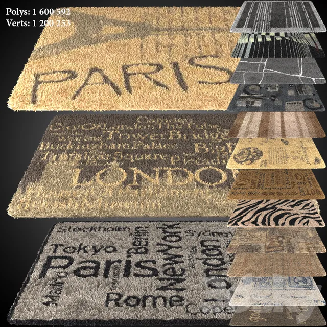 Carpets – 3D Models – A selection of carpets 1600h2300 (15 pcs.) max; fbx