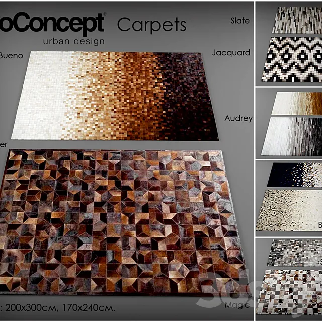 Carpets – 3D Models – Collection of carpets from Bo Concept