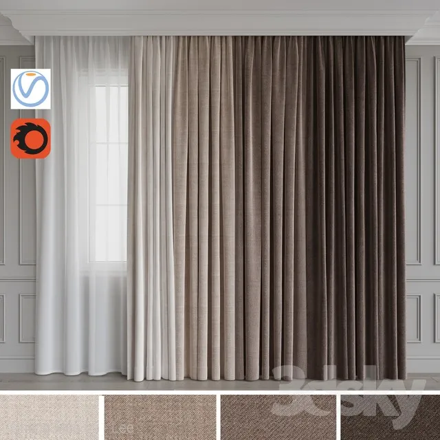 Curtain – 3D Models – A set of curtains 12. Beige gamma (Vray; Corona)