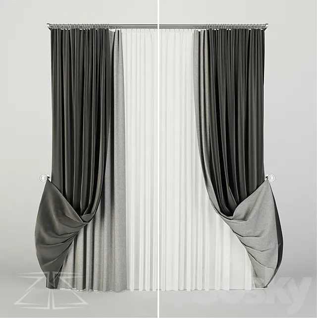 Curtain – 3D Models – Blind three-row 4