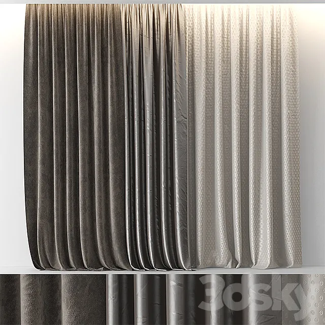 Curtain – 3D Models – Brown Velour curtains