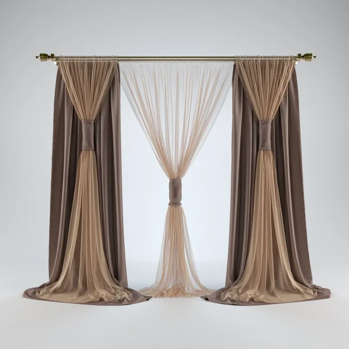 Curtain – 3D Models – Curtains with tulle (max; obj)