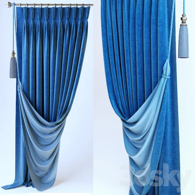 Curtain – 3D Models – Curtains. French braid