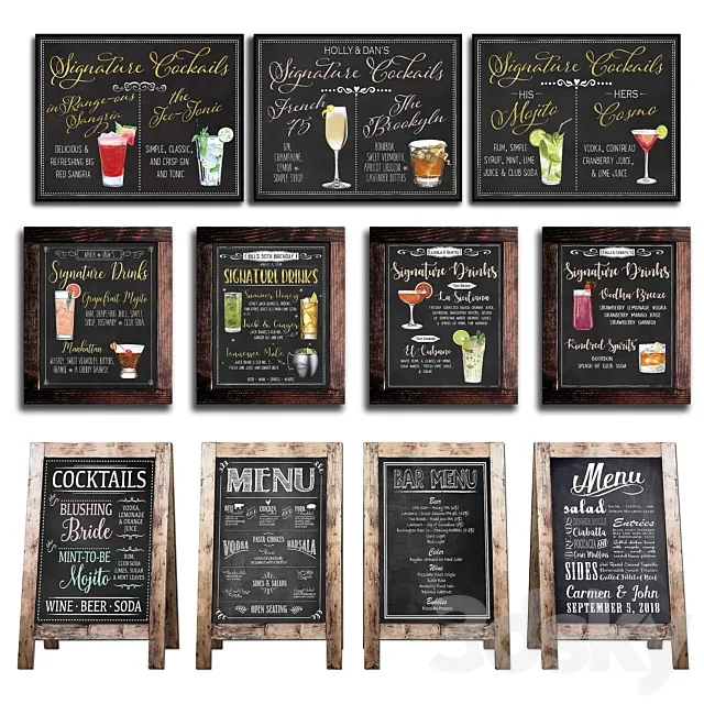 Frame – 3D Models – Chalkboard for cafe 1