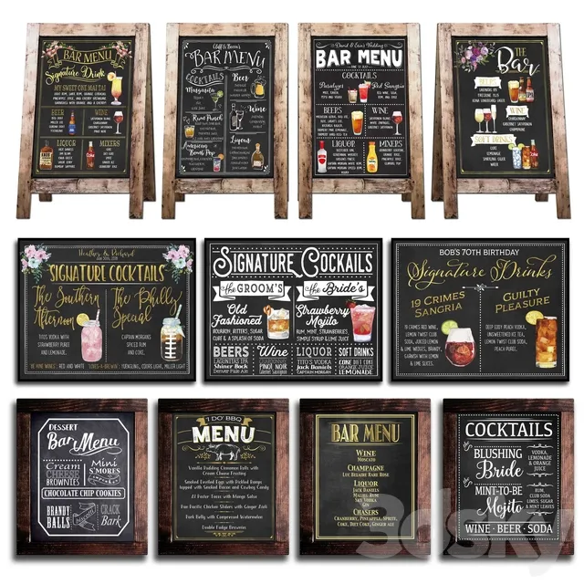 Frame – 3D Models – Chalkboard for cafe 2