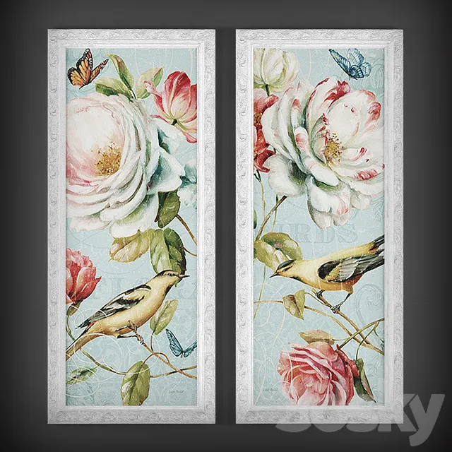 Frame – 3D Models – The collection of paintings Birds and Flowers