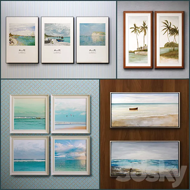 Frame – 3D Models – The picture in the frame 11 Pieces (Collection 35) Sea theme (max; fbx)
