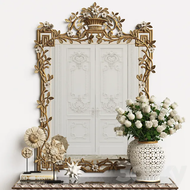 Mirror 3D Models Download – Mirror Chelini Art.1201 with a bouquet