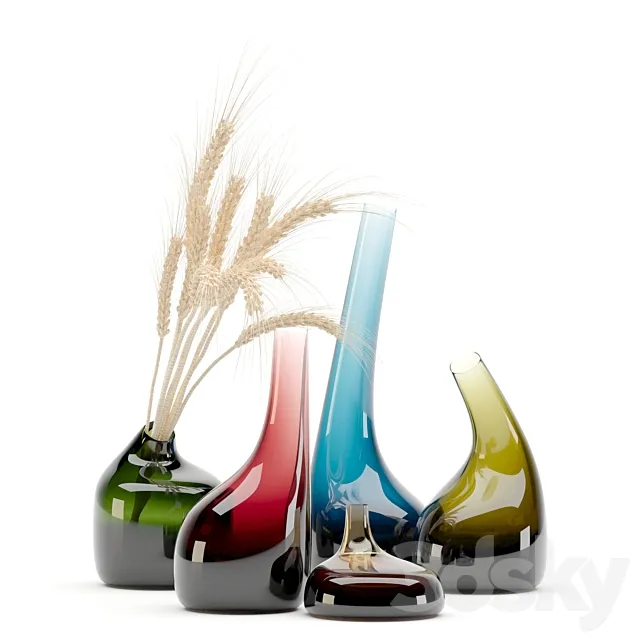 Decorative Glass Vase & Wheat 3DS Max - thumbnail 3