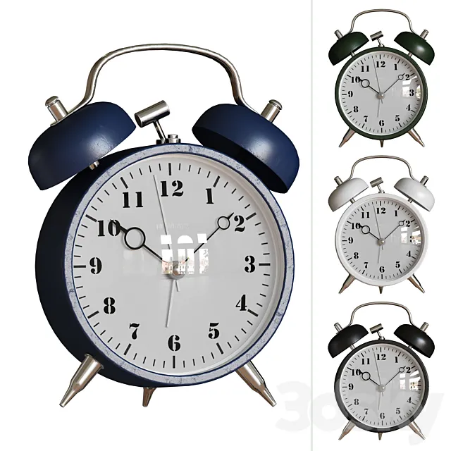 Watches – Clocks – 3D Models – Twin Bell Alarm Clock 4 Variation Set DrCG Model 018