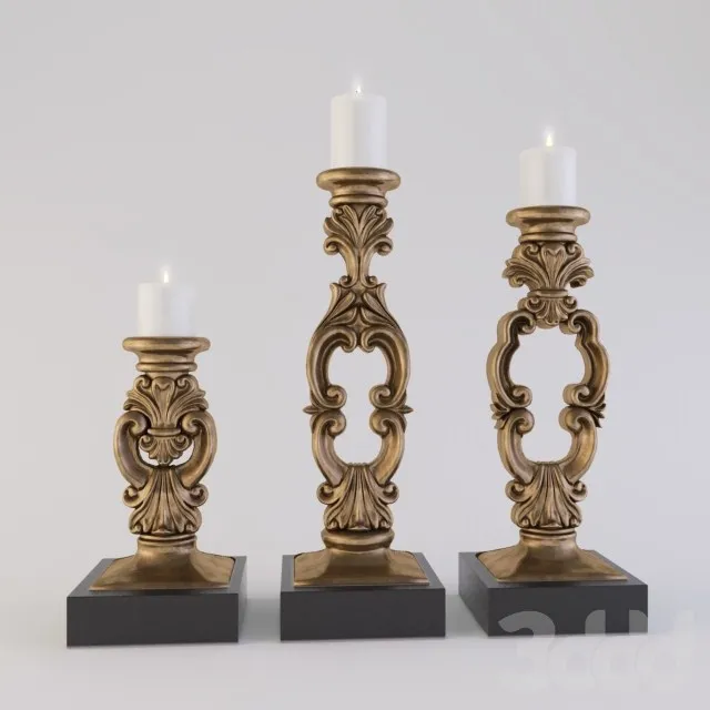 Candlesticks and candles (podsvechniki so svechami) 3DS Max - thumbnail 3
