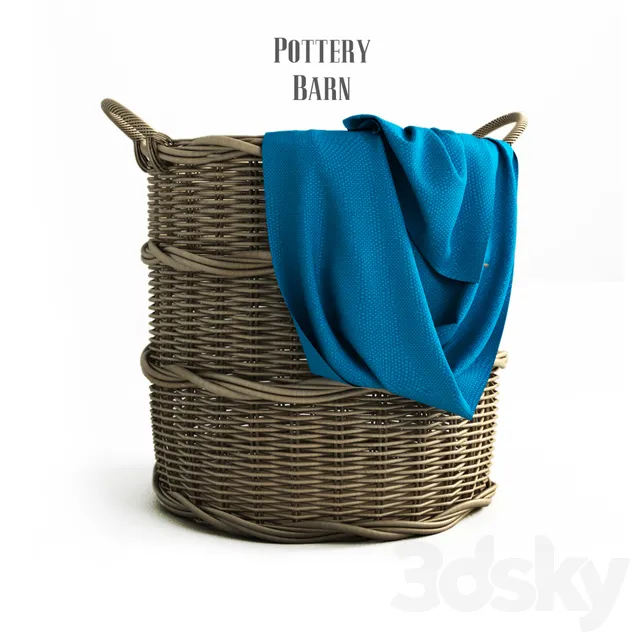 Pottery barn Chelsea Woven Arurog Rattan Basket Extra-Large Oval 3DS Max - thumbnail 3