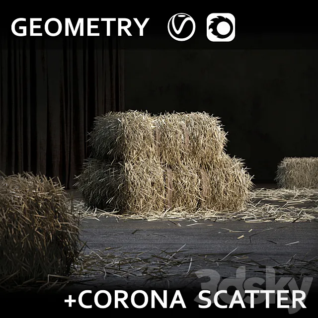 Straw bale (GEOMETRY + SCATTER) 3DS Max - thumbnail 3