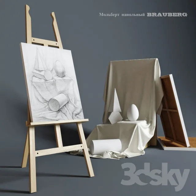 Other Decorative Objects – 3D Models – Easel outdoor BRAUBERG with a still life of plaster figures