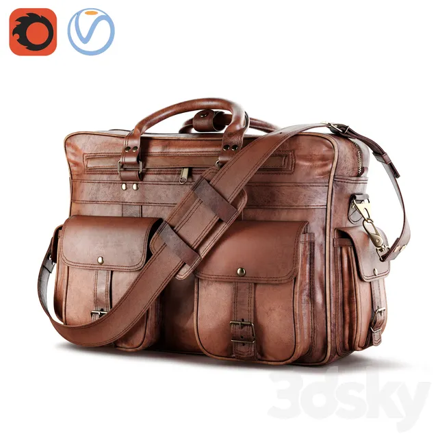 Other Decorative Objects – 3D Models – Everett Large Leather Pilot Briefcase Bag