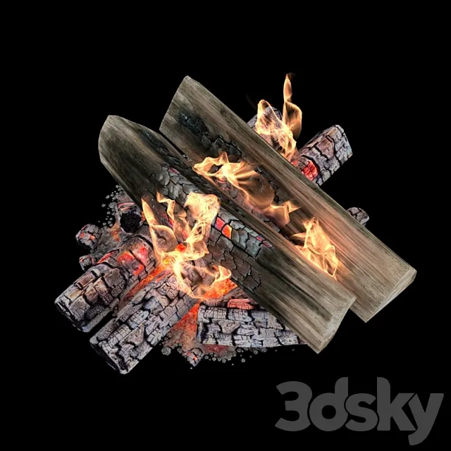 Other Decorative Objects – 3D Models – Fire and firewood with animation