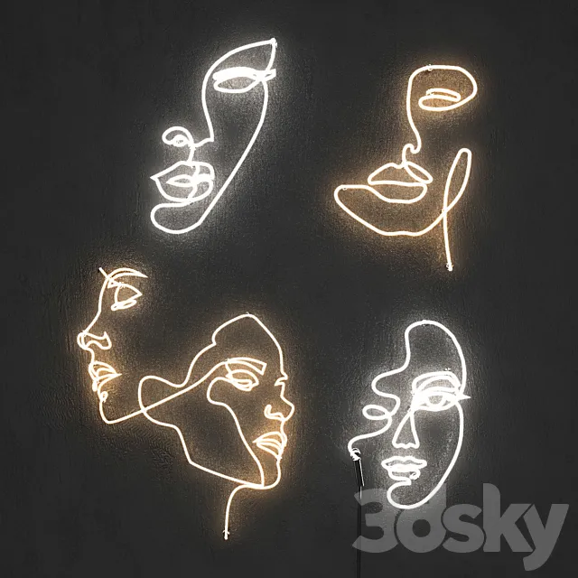 Other Decorative Objects – 3D Models – Neon light. Set 7