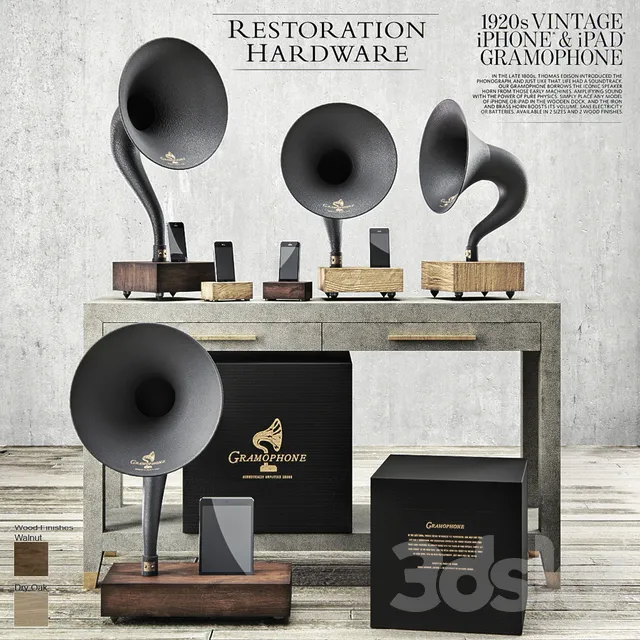 Other Decorative Objects – 3D Models – Restoration Hardware – Gramophone Set