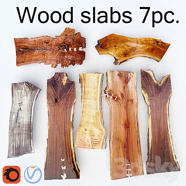 Other Decorative Objects – 3D Models – Wood Slab 7pcs (Vray; Corona) 3d model