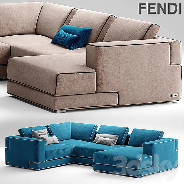 Sofa sloane fendi casa 3DS Max - thumbnail 3