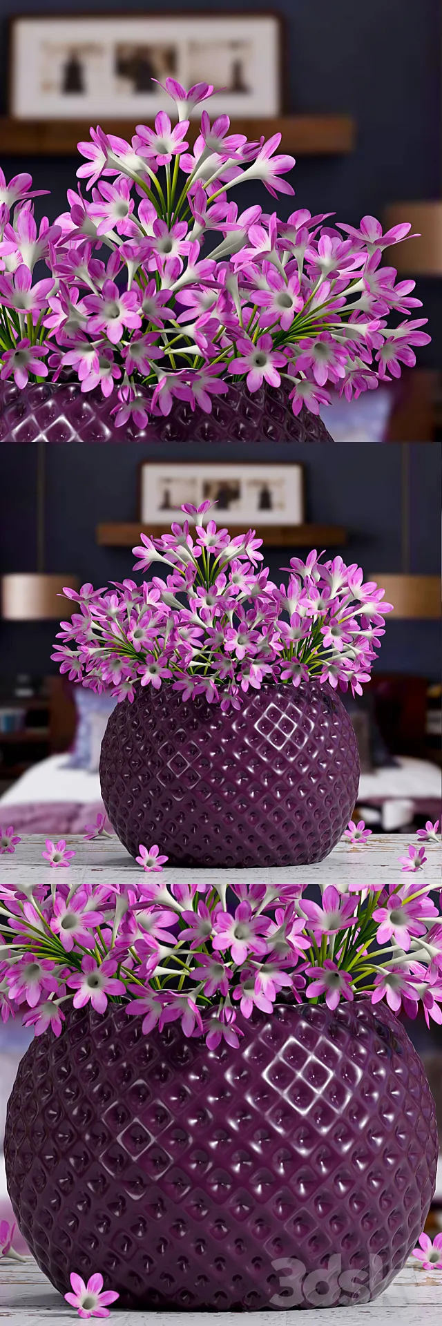 Pink flower vase 3DS Max - thumbnail 3