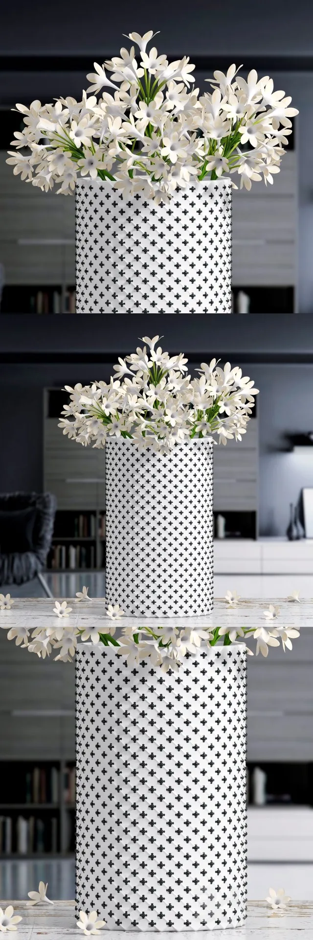 White Flower Vase 3DS Max - thumbnail 3