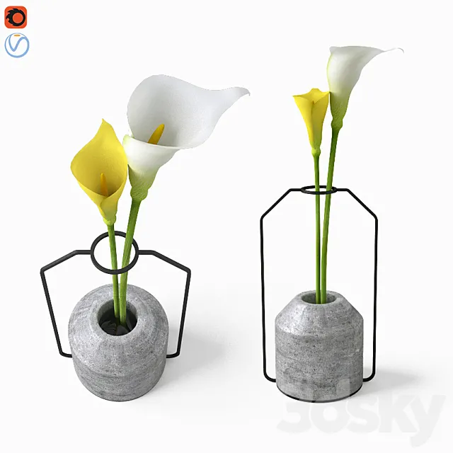 Calla in Weight Vases by Decha Archjananu \/ Callas 3DS Max - thumbnail 3