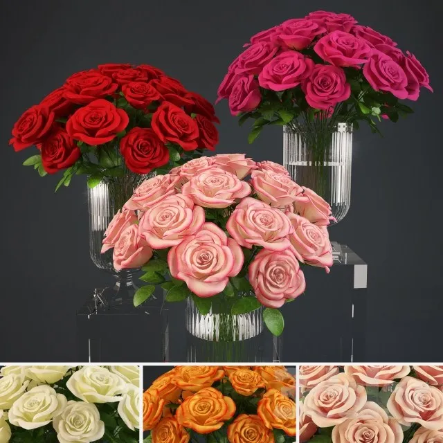 Bouquet of roses in a vase Ralph Lauren 3DS Max - thumbnail 3