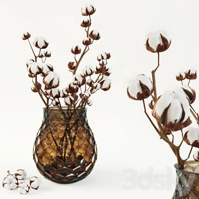 Cotton in a vase 3DS Max - thumbnail 3