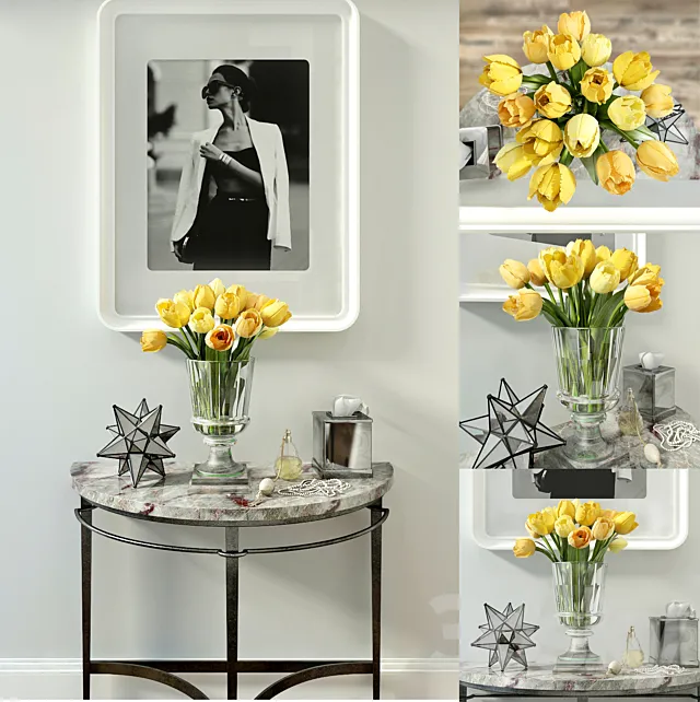Decorative set with yellow tulips 3DS Max - thumbnail 3