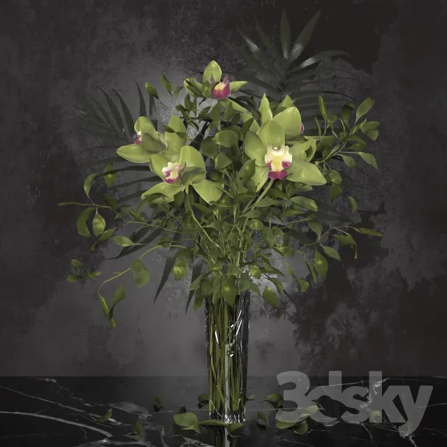 Orchid bouquet + Bohemia Labyrinth Vase 3DS Max - thumbnail 3