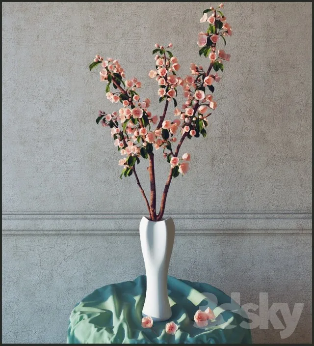 branch with flowers 3DS Max - thumbnail 3