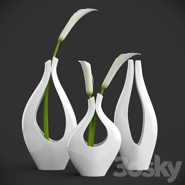 Plants – Flowers – 3D Models Download – Calla lilies vases  77-88