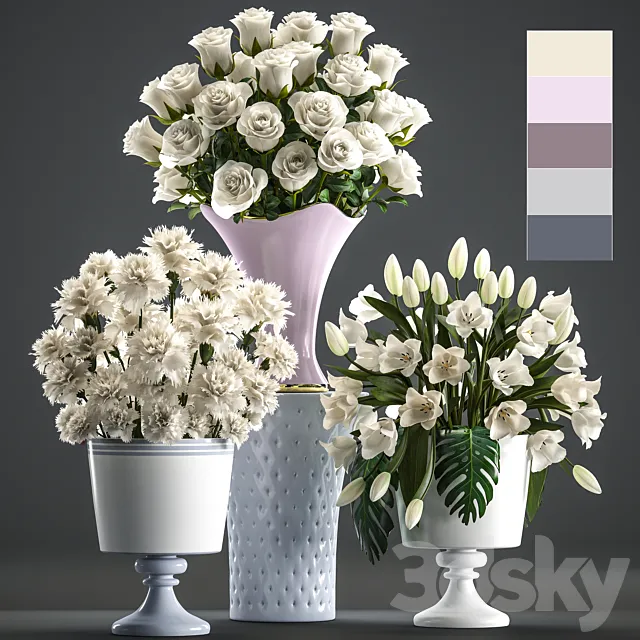 Plants – Flowers – 3D Models Download – Collection of flowers 58 White bouquets