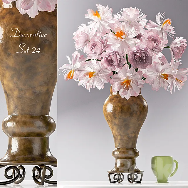 Plants – Flowers – 3D Models Download – Decorative set with vase 24