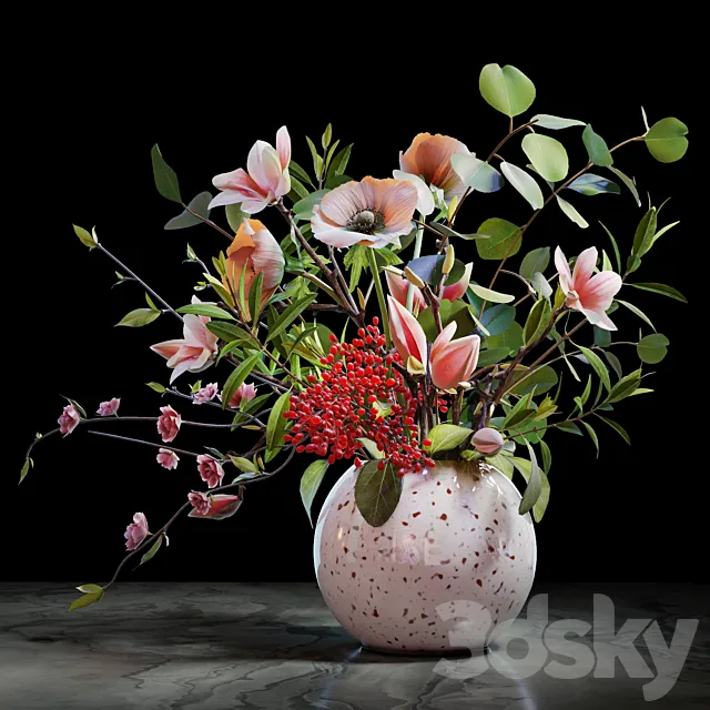 Plants – Flowers – 3D Models Download – Ethnic bouquet with anemones