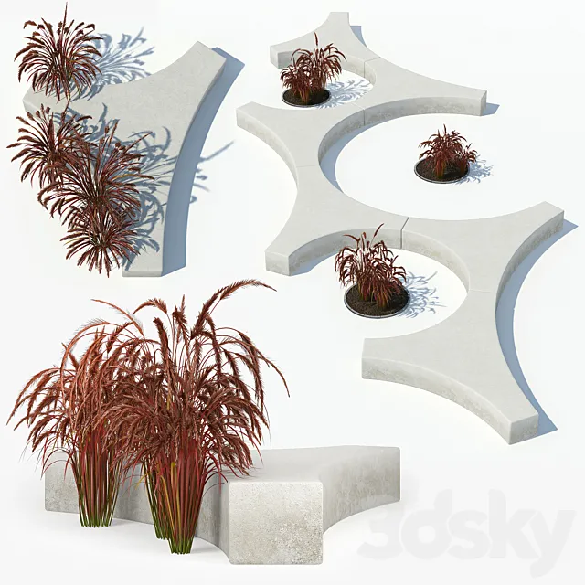 Plants – Flowers – 3D Models Download – Folia bench Graceful Fountain Grass