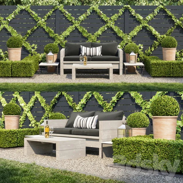 Plants – Flowers – 3D Models Download – Garden seating area (max 2011 Vray; Corona; fbx)