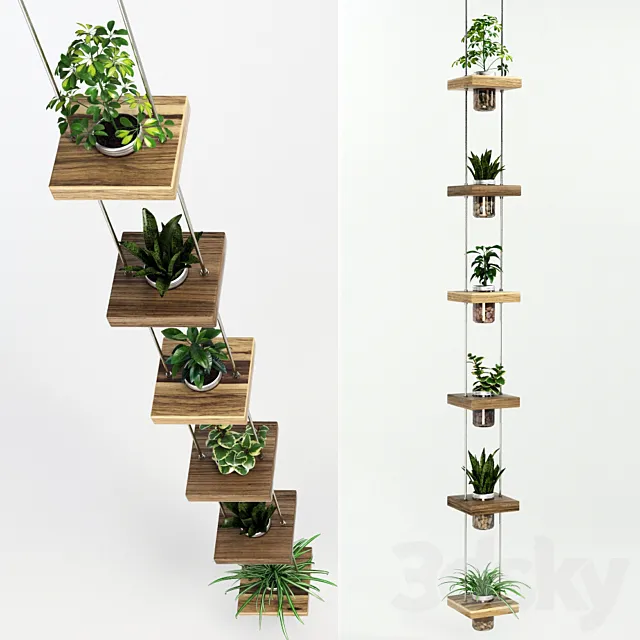 Plants – Flowers – 3D Models Download – Hanging shelf with flowers